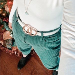 Women’s Dark Green Corduroy Mom Jeans